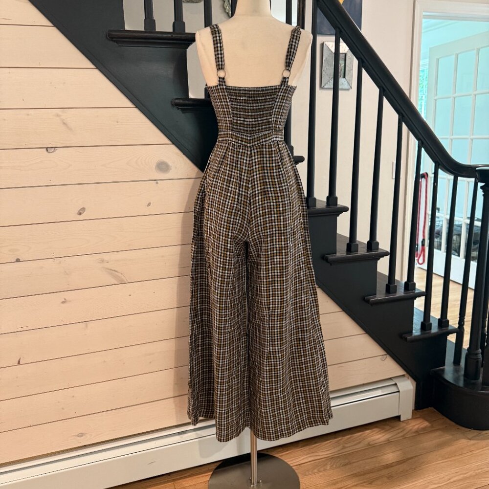 By Anthropologie Embroidered Plaid Jumpsuit NWOT Size XS (0) - Picture 8 of 12